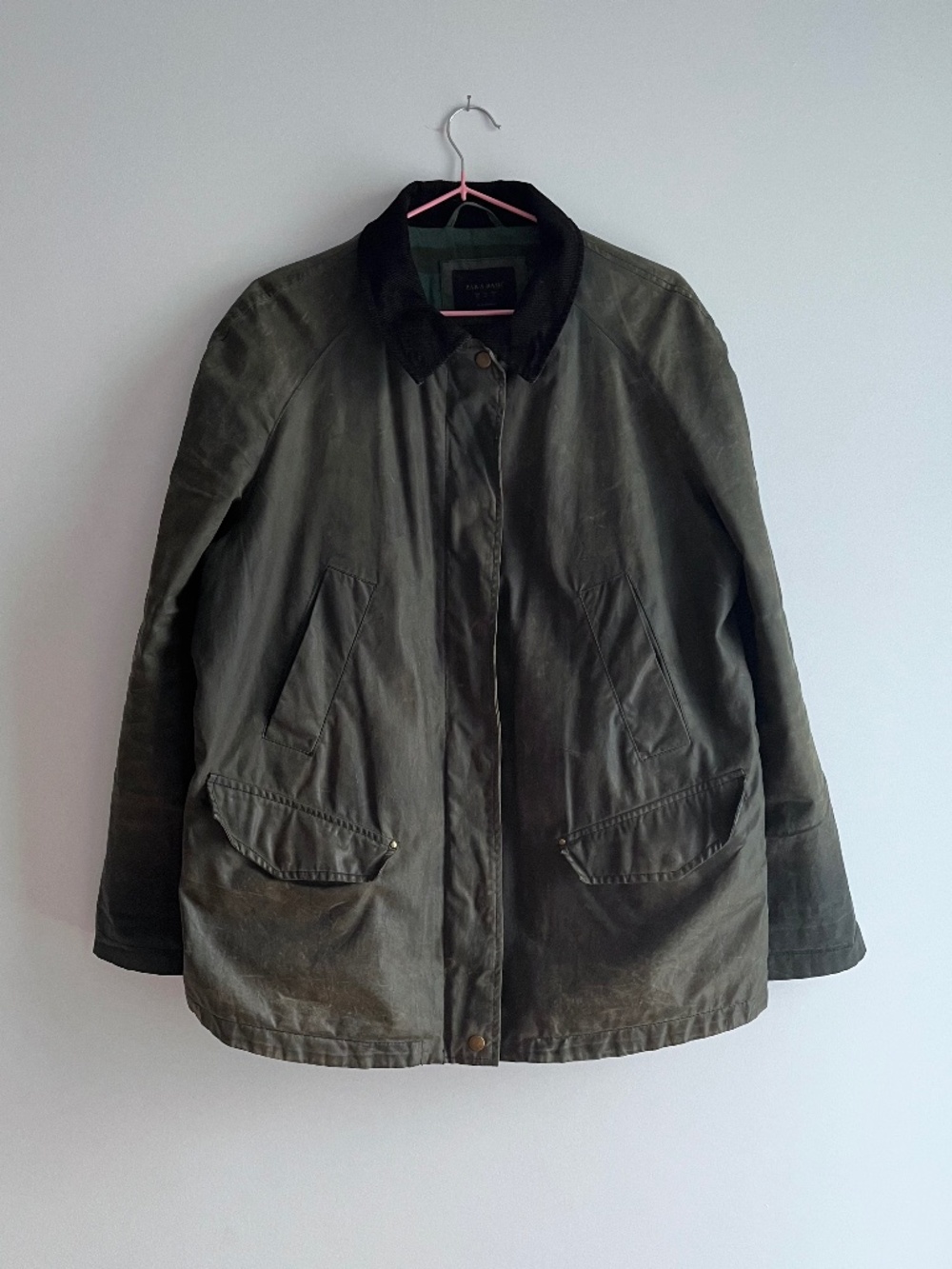 Waxed cotton field jacket in army green - Size XL